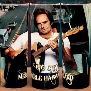 Merle Haggard with Guitar Big City Country Western Cup Mug Tumbler 20oz